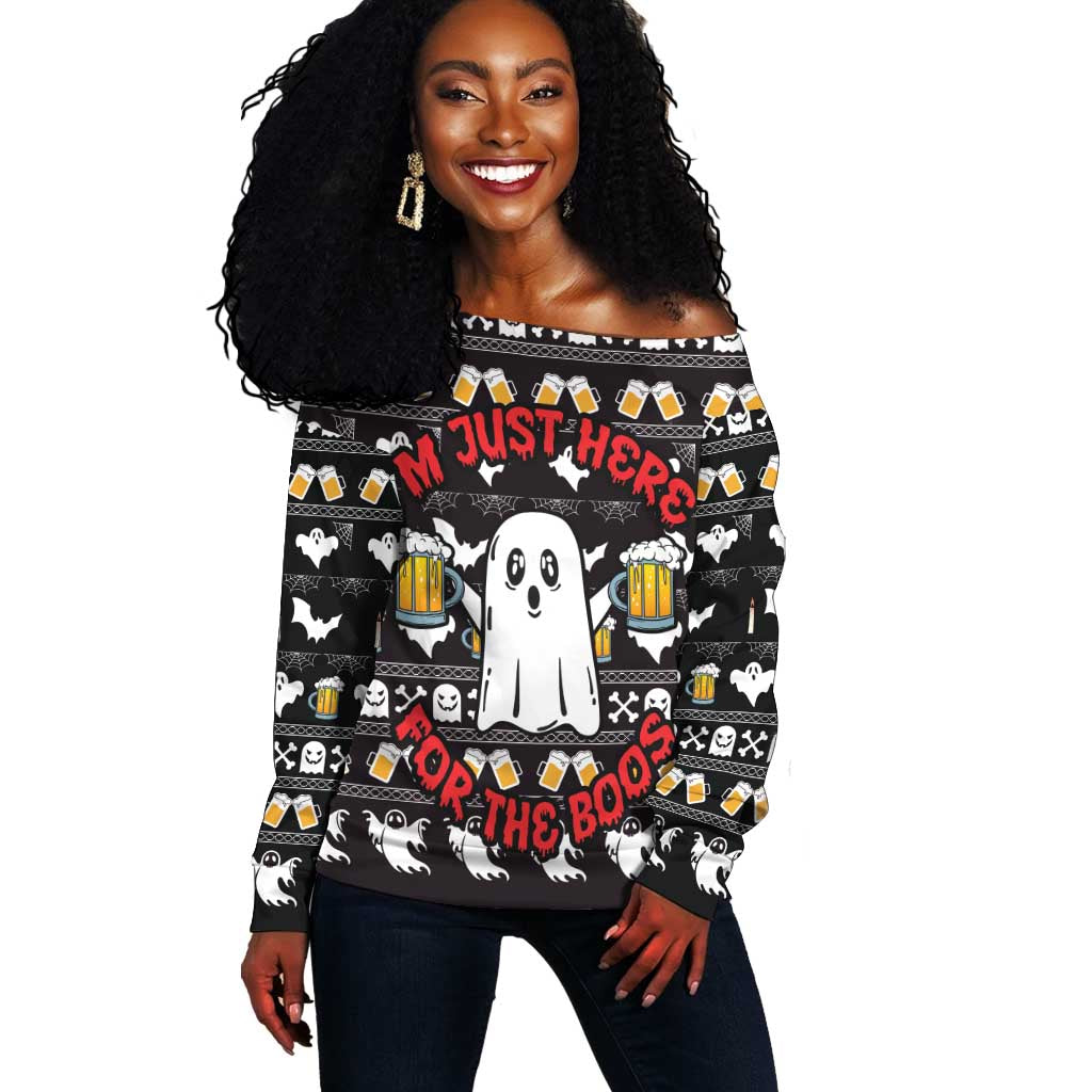 Christmas Africa Boo Beer Off Shoulder Sweater I'm Just Here For The Boss