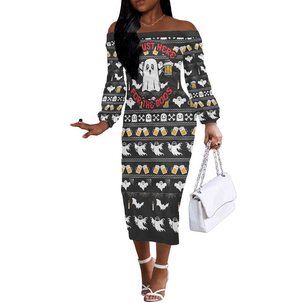 Christmas Africa Boo Beer Off The Shoulder Long Sleeve Dress I'm Just Here For The Boss