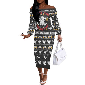 Christmas Africa Boo Beer Off The Shoulder Long Sleeve Dress I'm Just Here For The Boss