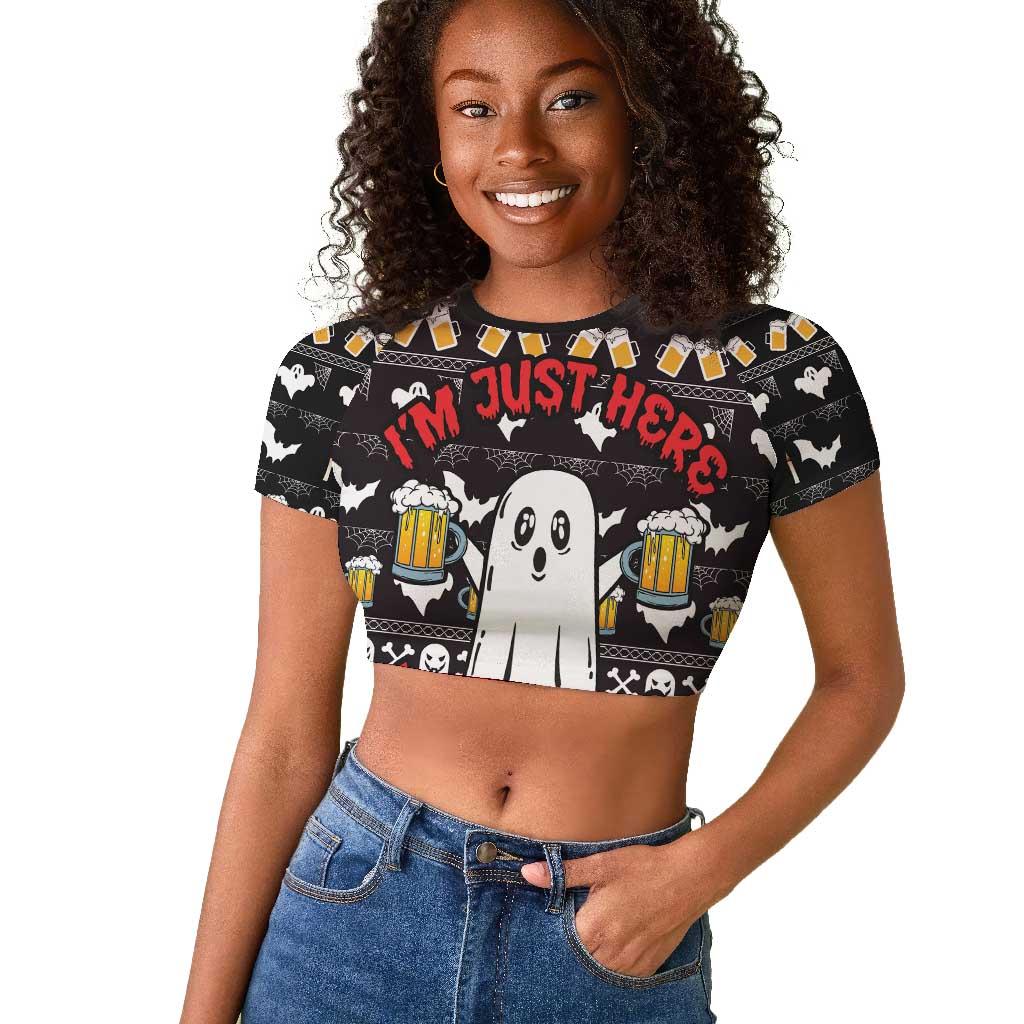 Christmas Africa Boo Beer Raglan Cropped T shirt I'm Just Here For The Boss