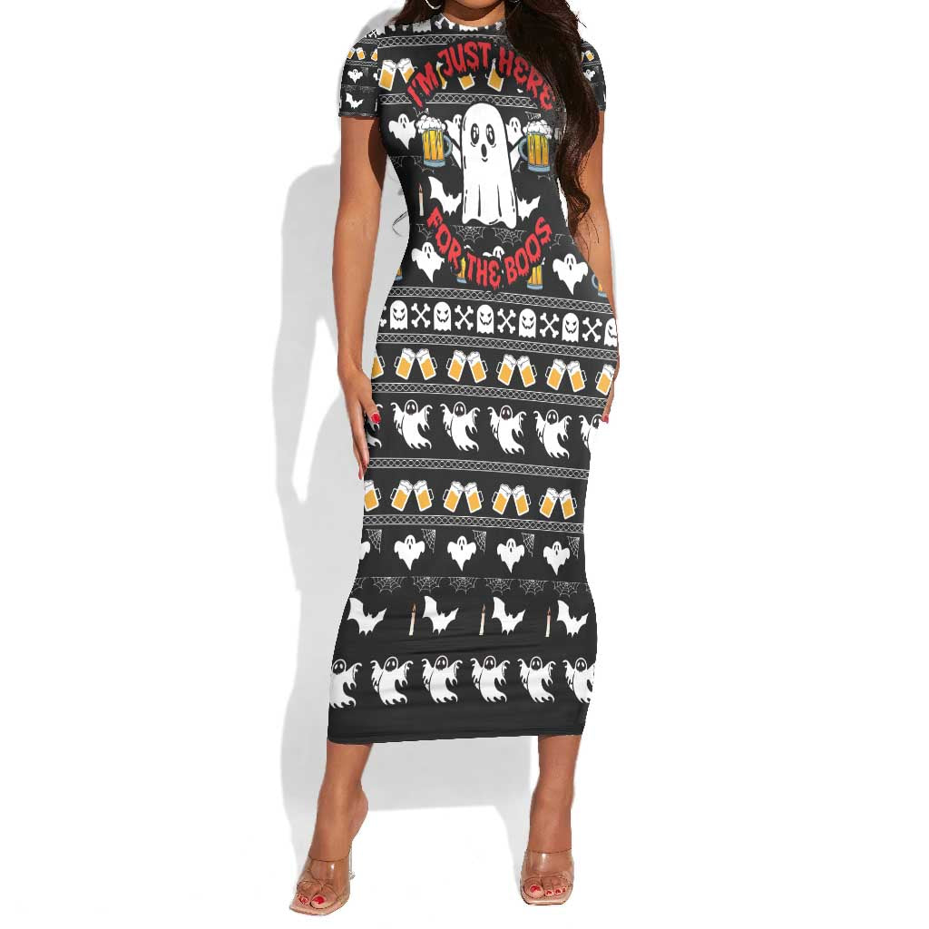 Christmas Africa Boo Beer Short Sleeve Bodycon Dress I'm Just Here For The Boss