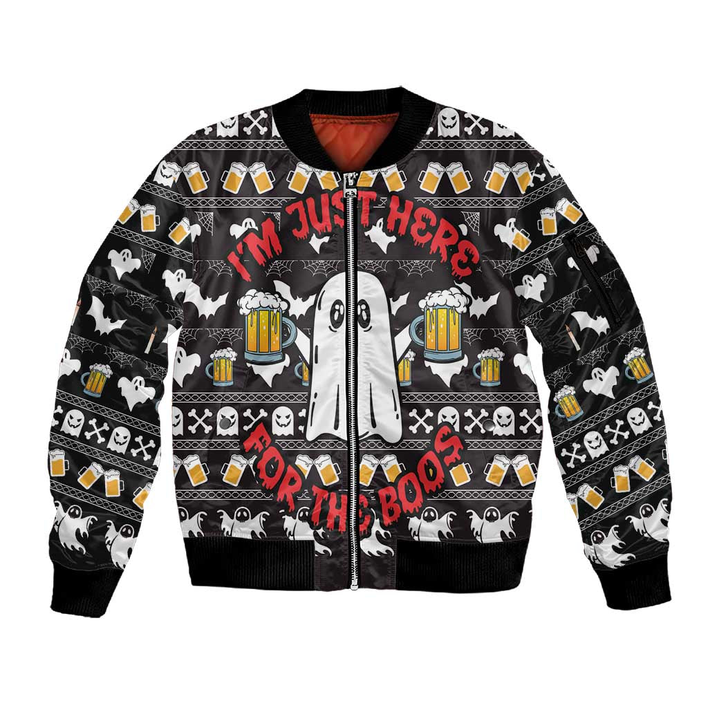 Christmas Africa Boo Beer Sleeve Zip Bomber Jacket I'm Just Here For The Boss