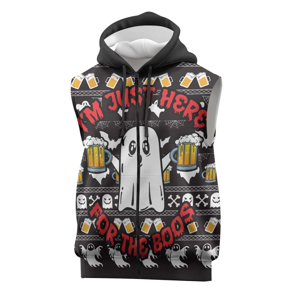 Christmas Africa Boo Beer Sleeveless Zip Hoodie I'm Just Here For The Boss - African Pride