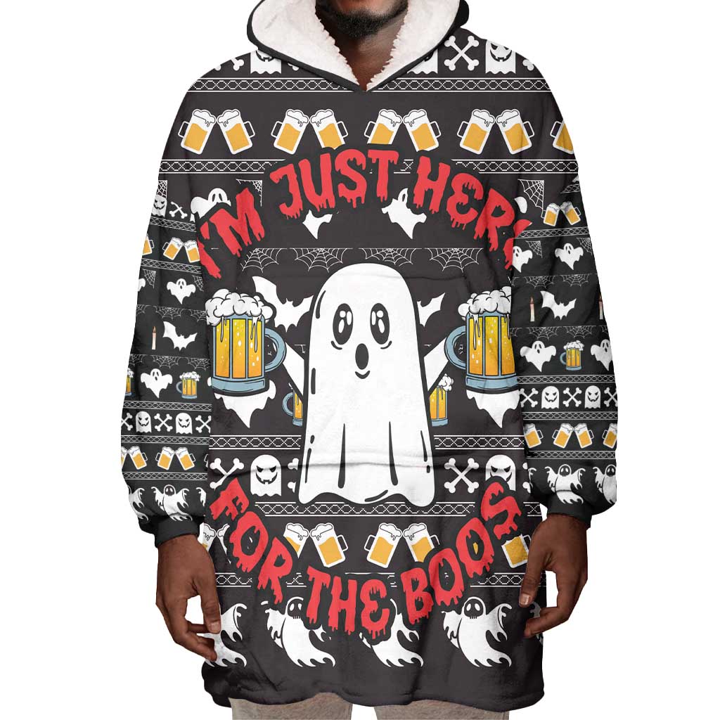 Christmas Africa Boo Beer Wearable Blanket Hoodie I'm Just Here For The Boss