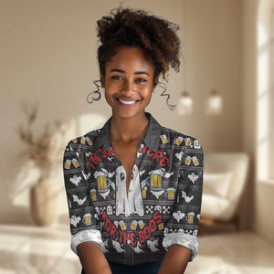 Christmas Africa Boo Beer Women Casual Shirt I'm Just Here For The Boss