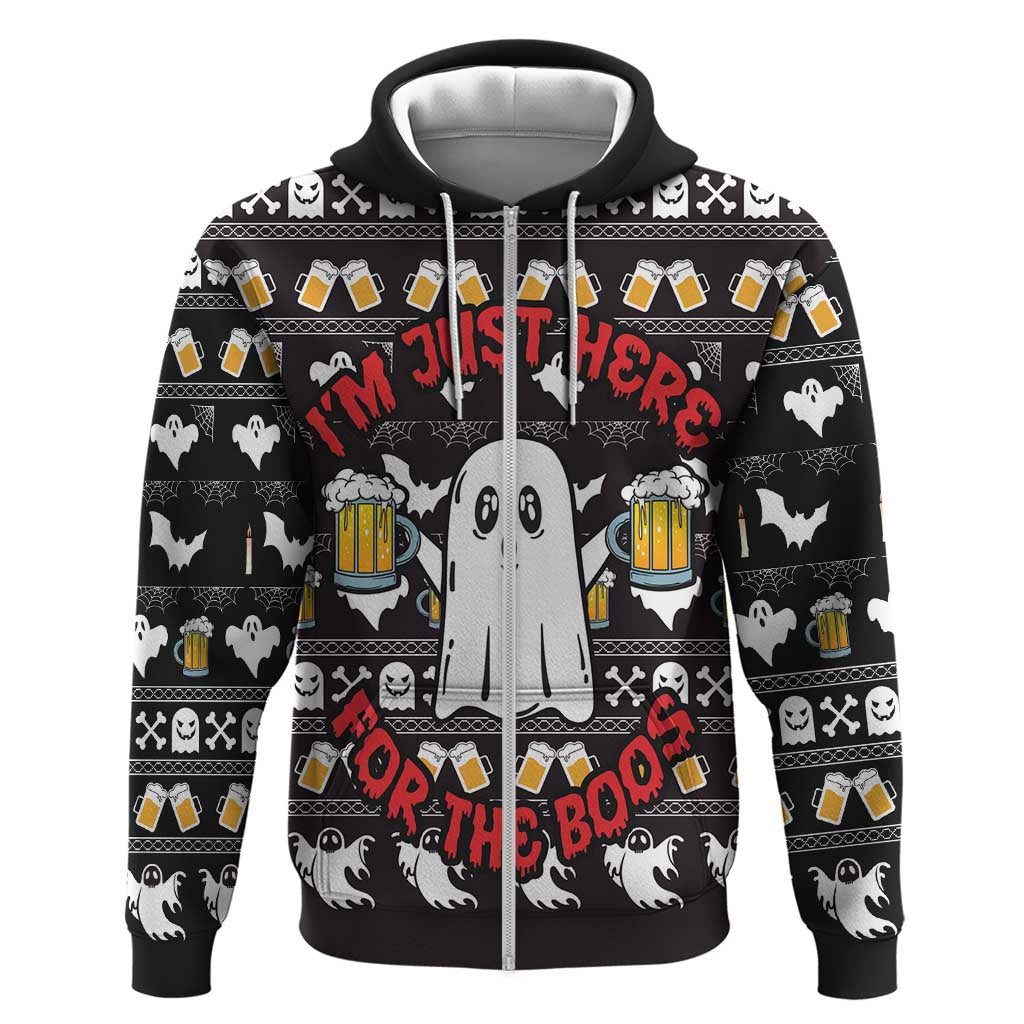 Christmas Africa Boo Beer Zip Hoodie I'm Just Here For The Boss