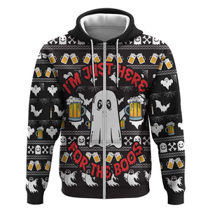 Christmas Africa Boo Beer Zip Hoodie I'm Just Here For The Boss