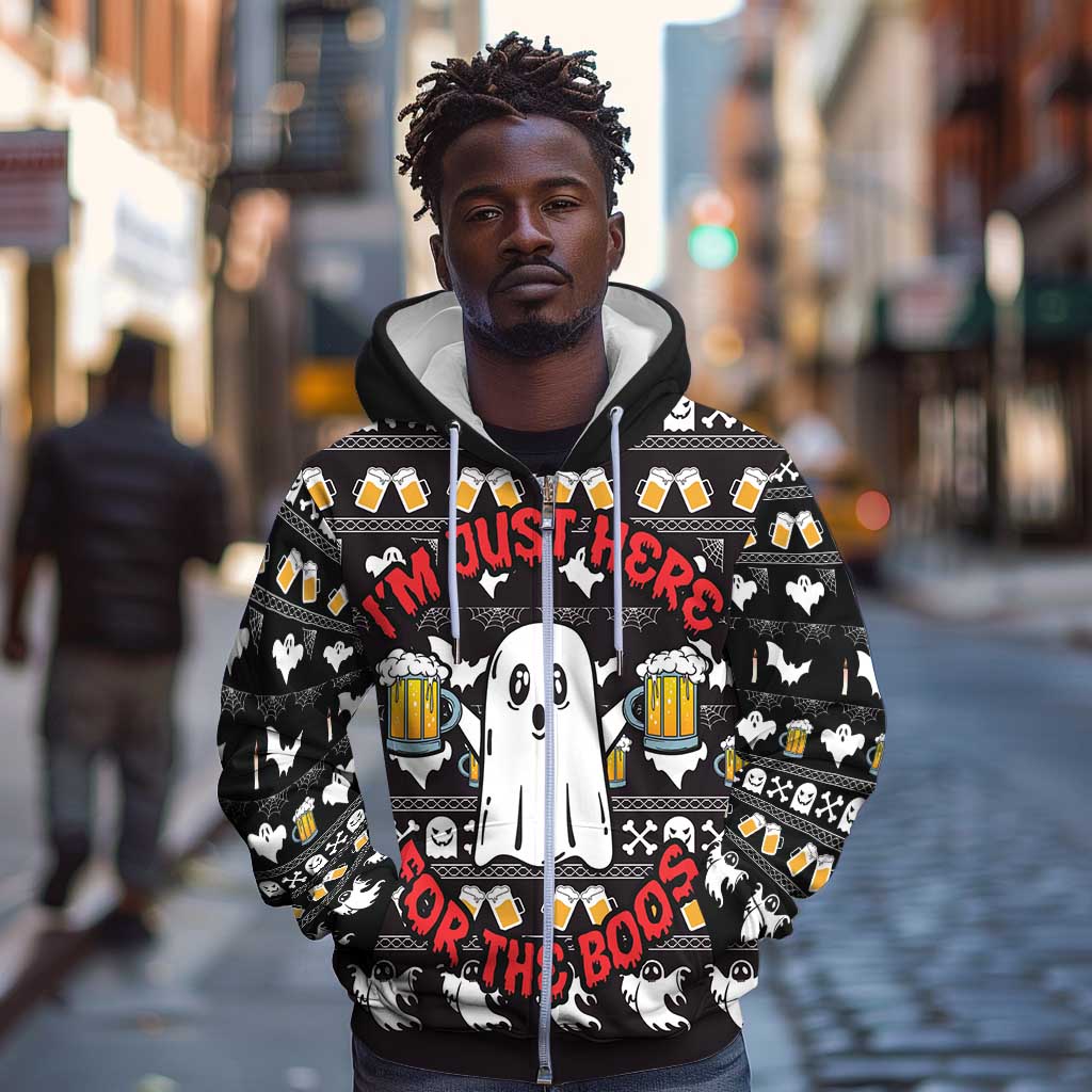 Christmas Africa Boo Beer Zip Hoodie I'm Just Here For The Boss