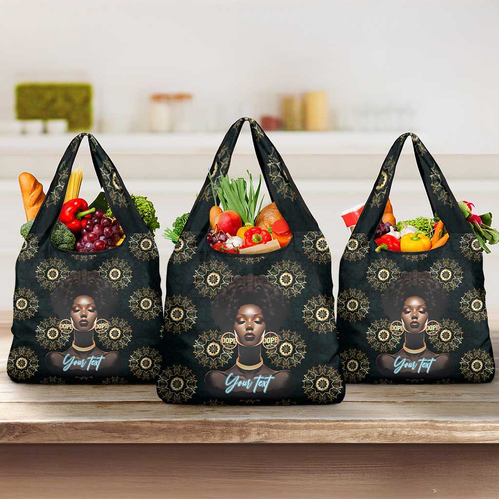 Personalized Afro Women Grocery Bag Powerful African Pattern