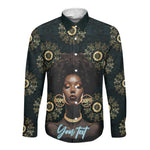 Personalized Afro Women Long Sleeve Button Shirt Powerful African Pattern