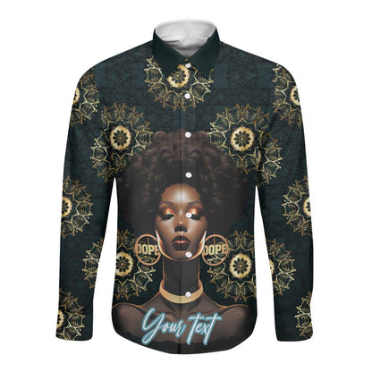 Personalized Afro Women Long Sleeve Button Shirt Powerful African Pattern