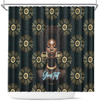 Personalized Afro Women Shower Curtain Powerful African Pattern