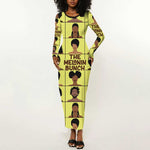The Melanin Bunch African Long Sleeve Bodycon Dress Afro Black People DT03