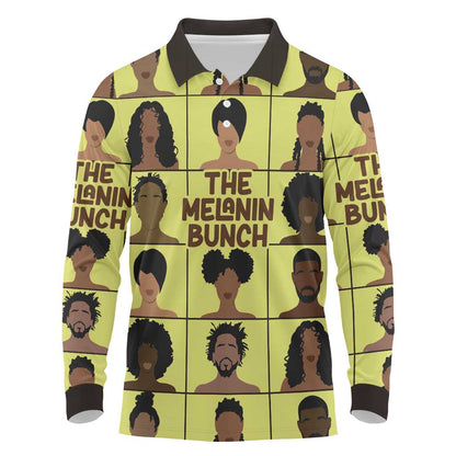The Melanin Bunch African Long Sleeve Polo Shirt Afro Black People