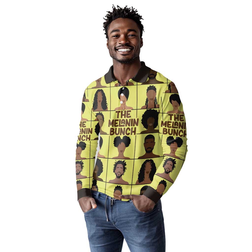 The Melanin Bunch African Long Sleeve Polo Shirt Afro Black People