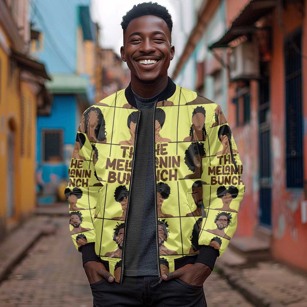 The Melanin Bunch African Sleeve Zip Bomber Jacket Afro Black People