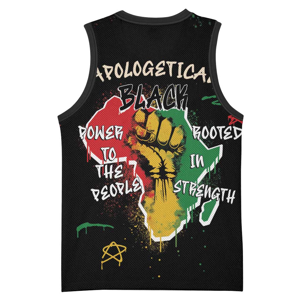 African Black Power Basketball Jersey Unapologetically Black Raised Fist DT03
