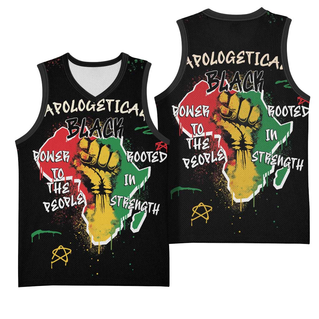 African Black Power Basketball Jersey Unapologetically Black Raised Fist DT03