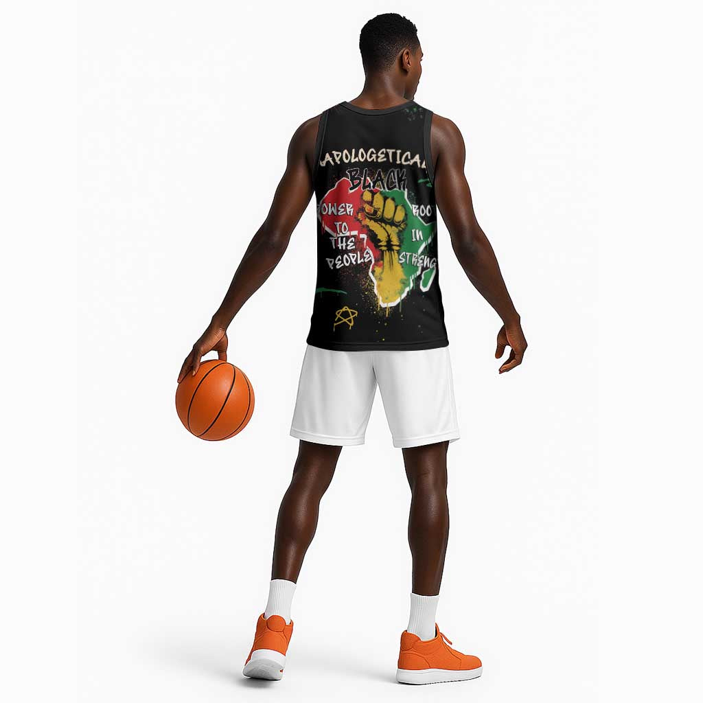 African Black Power Basketball Jersey Unapologetically Black Raised Fist DT03