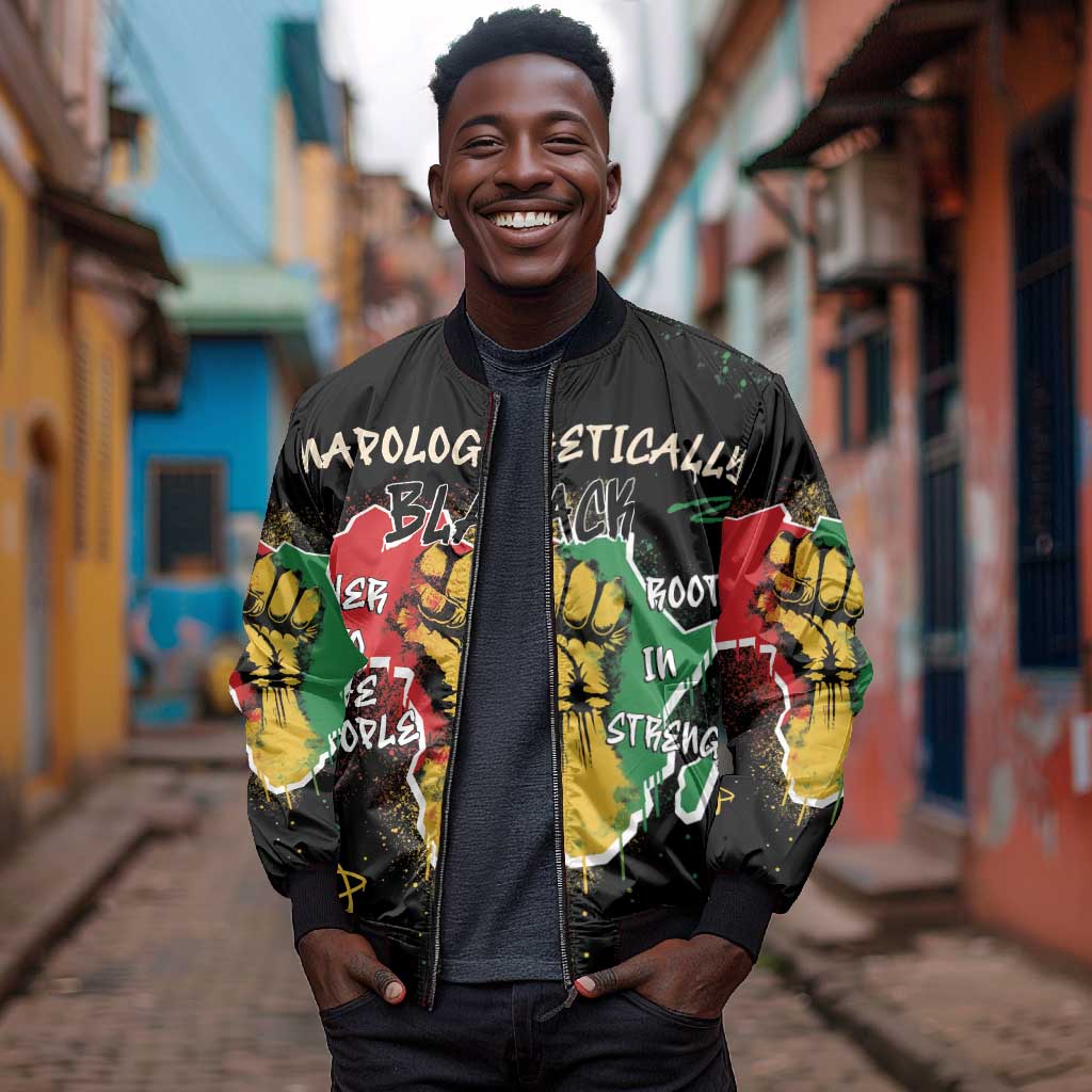 African Black Power Bomber Jacket Unapologetically Black Raised Fist