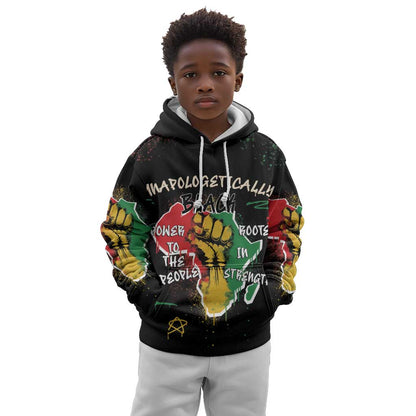 African Black Power Kid Hoodie Unapologetically Black Raised Fist