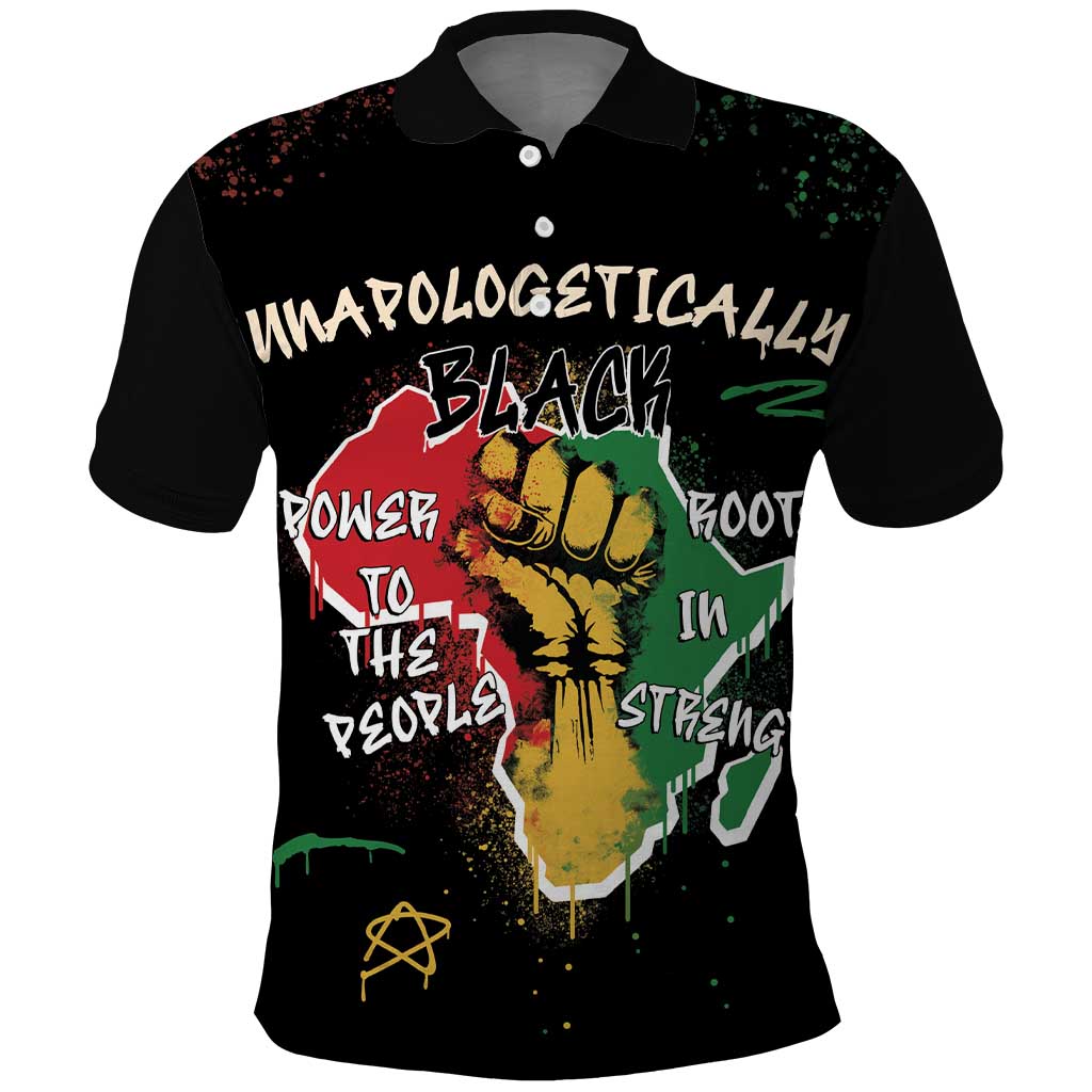 African Black Power Polo Shirt Unapologetically Black Raised Fist