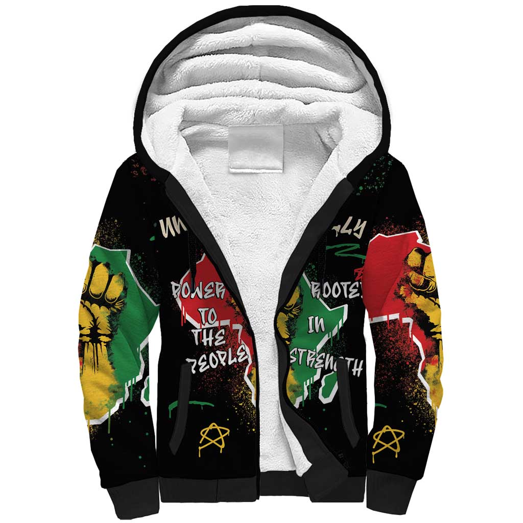 African Black Power Sherpa Hoodie Unapologetically Black Raised Fist