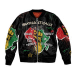 African Black Power Sleeve Zip Bomber Jacket Unapologetically Black Raised Fist