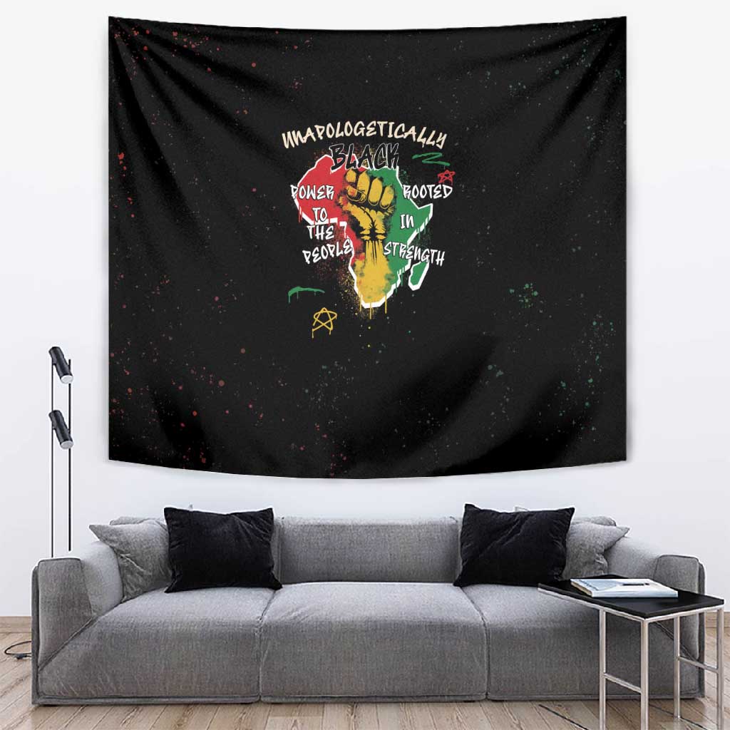African Black Power Tapestry Unapologetically Black Raised Fist