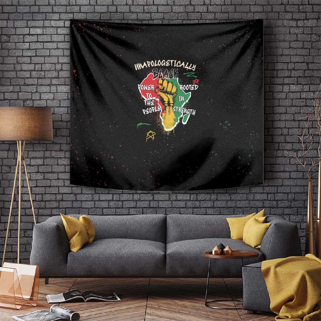 African Black Power Tapestry Unapologetically Black Raised Fist