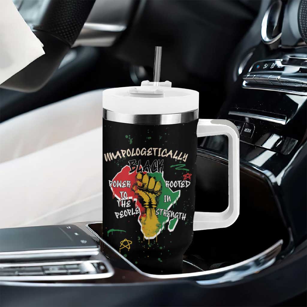 African Black Power Tumbler With Handle Unapologetically Black Raised Fist