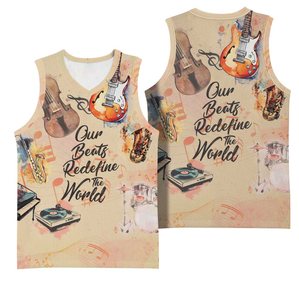 Our Beats Redefine The World African Basketball Jersey Afro Music DT03