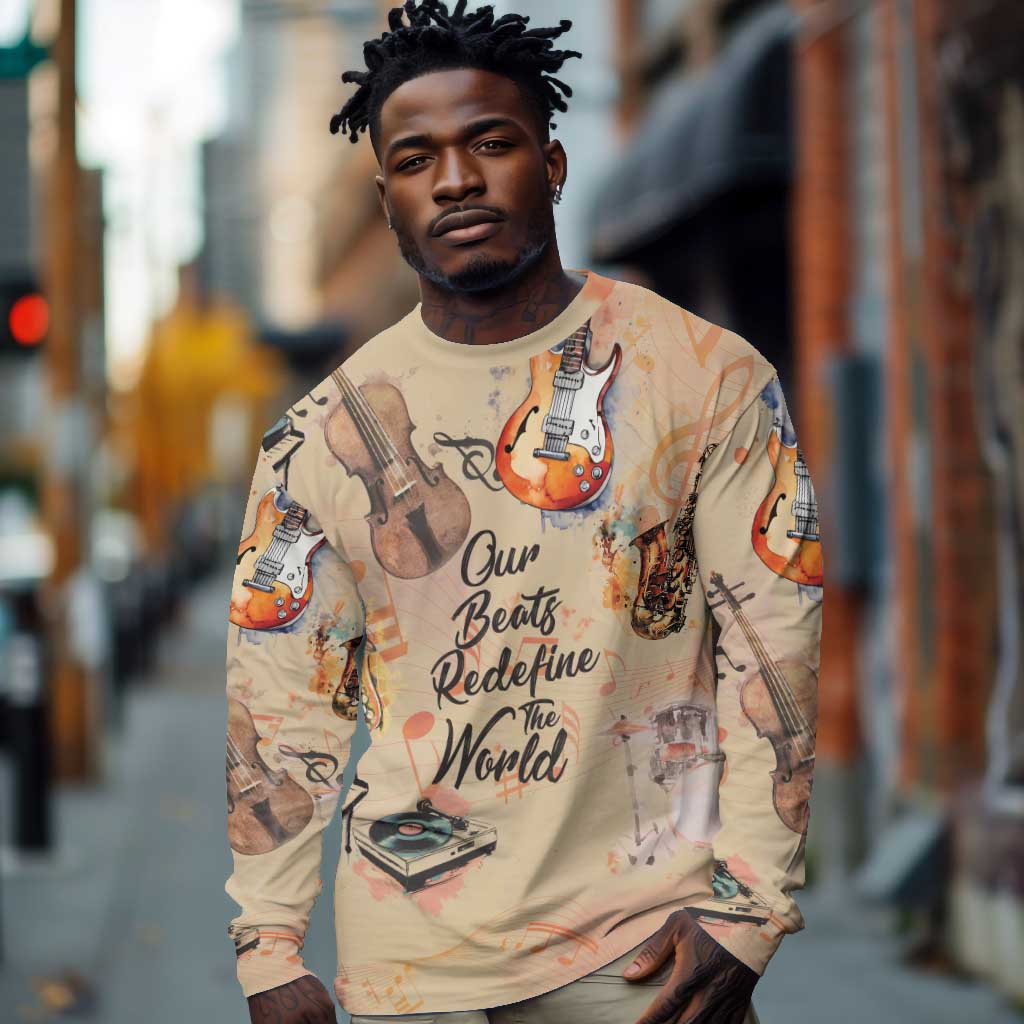 Our Beats Redefine The World African Long Sleeve Shirt Afro Music