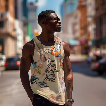 Our Beats Redefine The World African Men Tank Top Afro Music