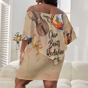 Our Beats Redefine The World African Off Shoulder Short Dress Afro Music