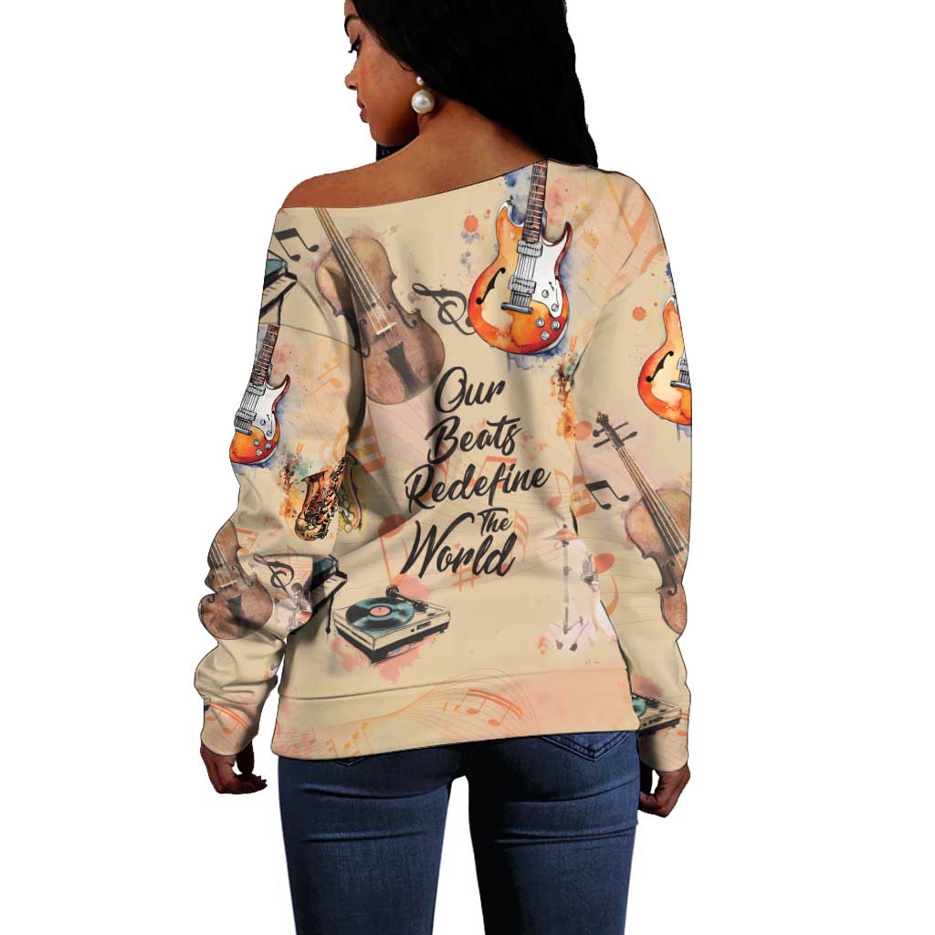 Our Beats Redefine The World African Off Shoulder Sweater Afro Music