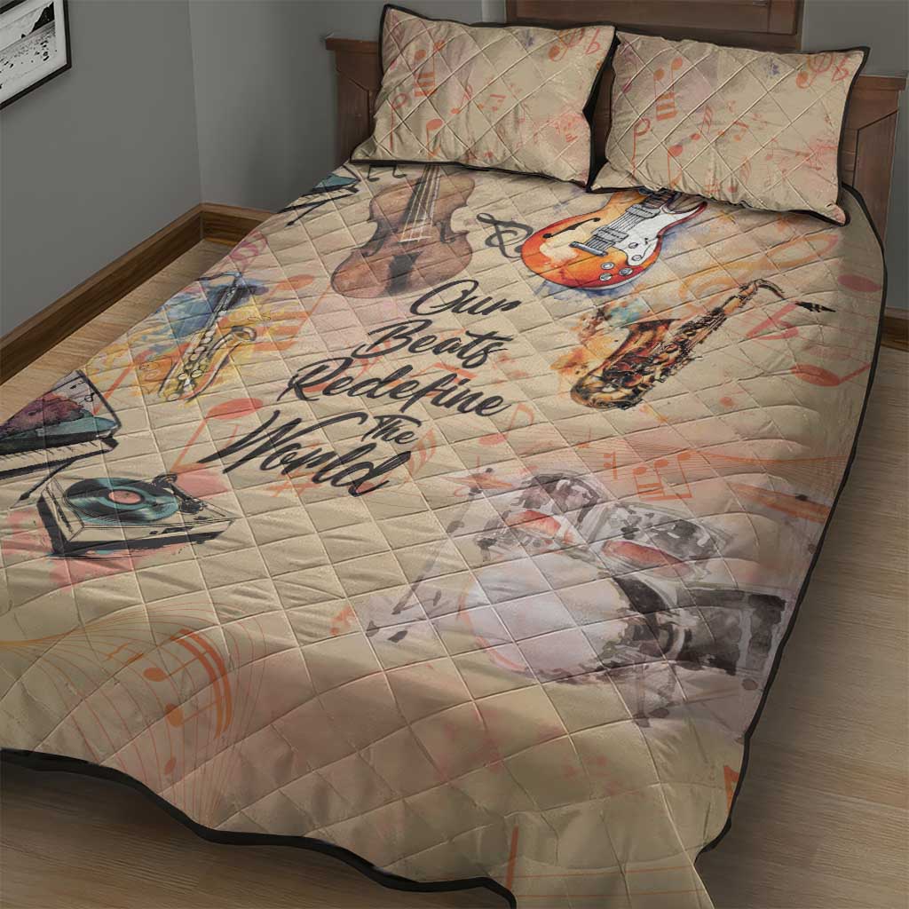 Our Beats Redefine The World African Quilt Bed Set Afro Music