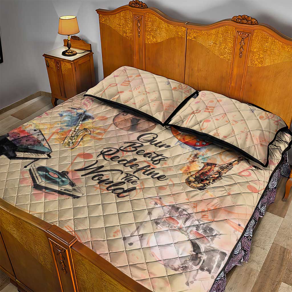 Our Beats Redefine The World African Quilt Bed Set Afro Music