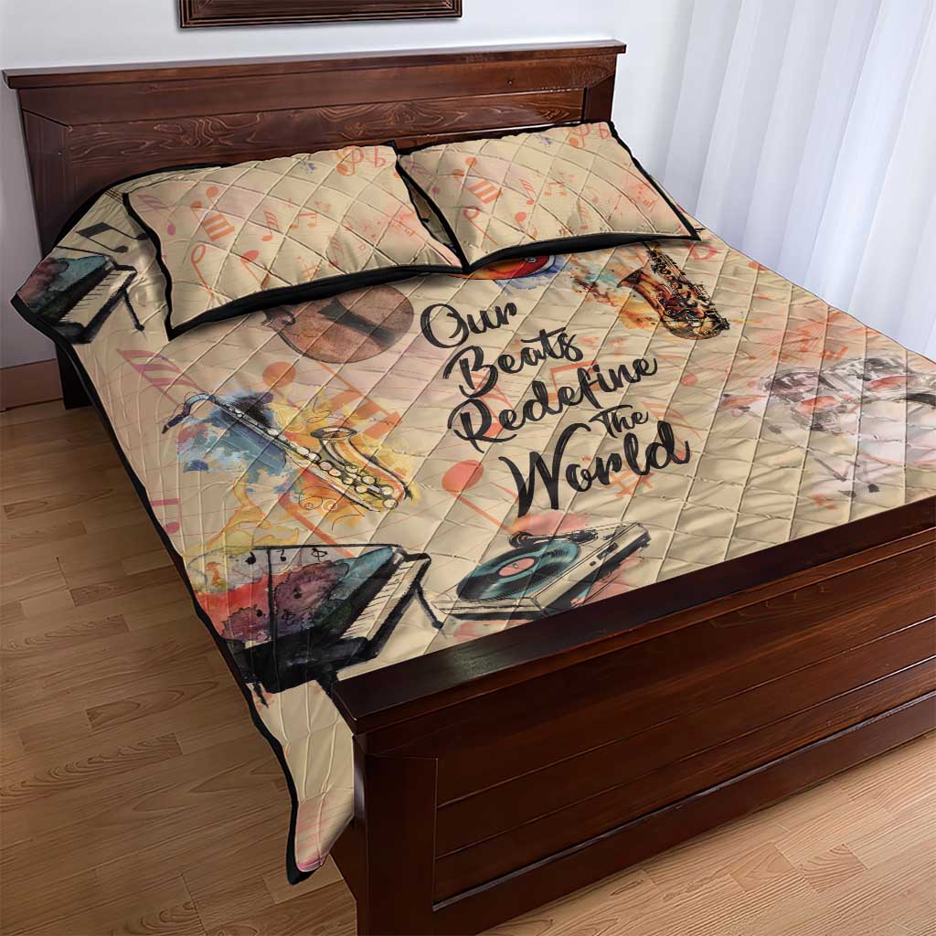 Our Beats Redefine The World African Quilt Bed Set Afro Music