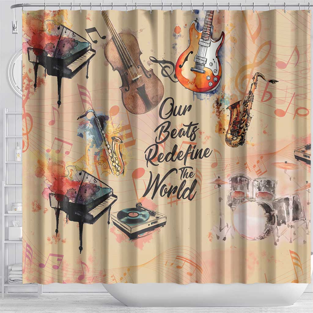 Our Beats Redefine The World African Shower Curtain Afro Music