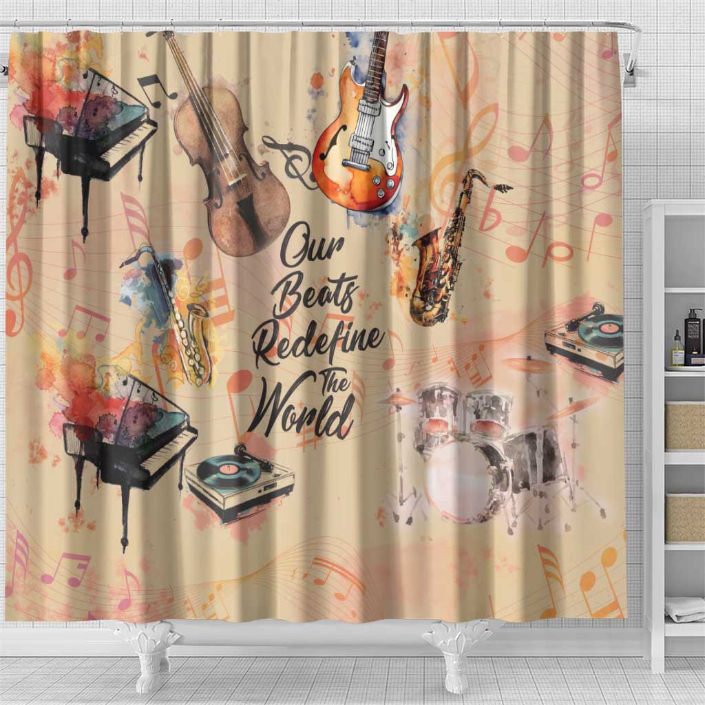 Our Beats Redefine The World African Shower Curtain Afro Music