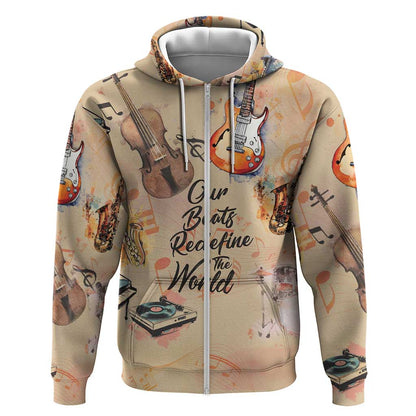 Our Beats Redefine The World African Zip Hoodie Afro Music