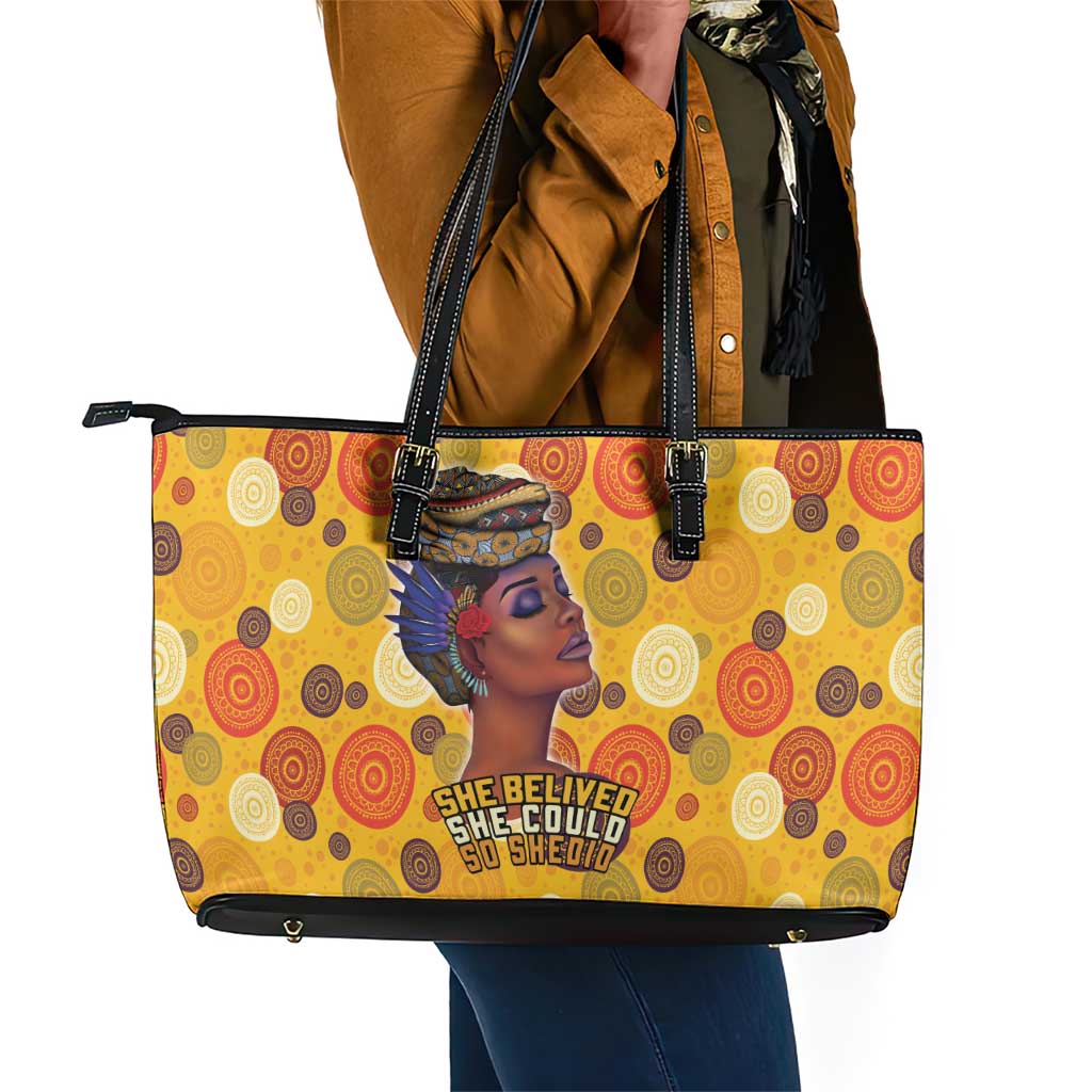 African Women Leather Tote Bag She Believed She Could So She Did