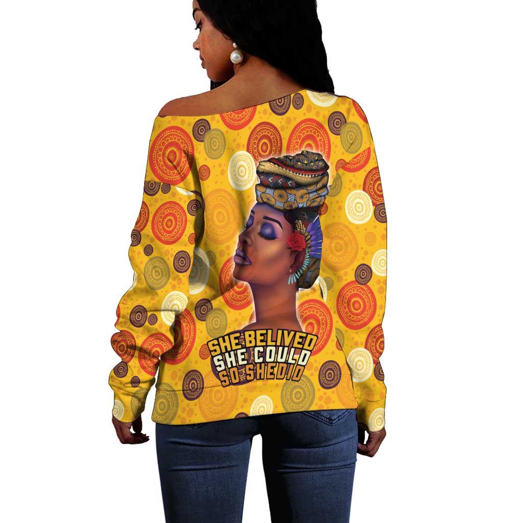 African Women Off Shoulder Sweater She Believed She Could So She Did