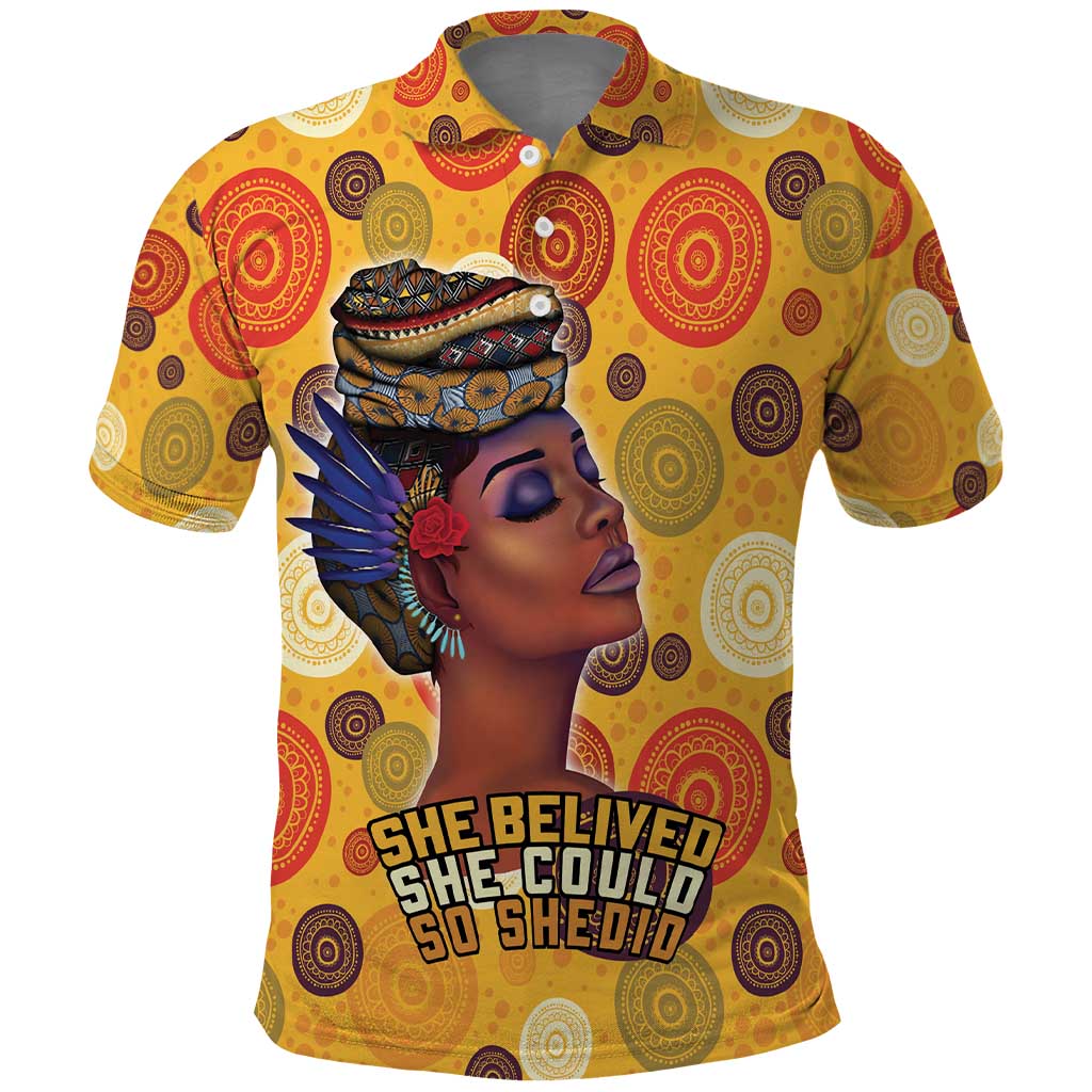 African Women Polo Shirt She Believed She Could So She Did