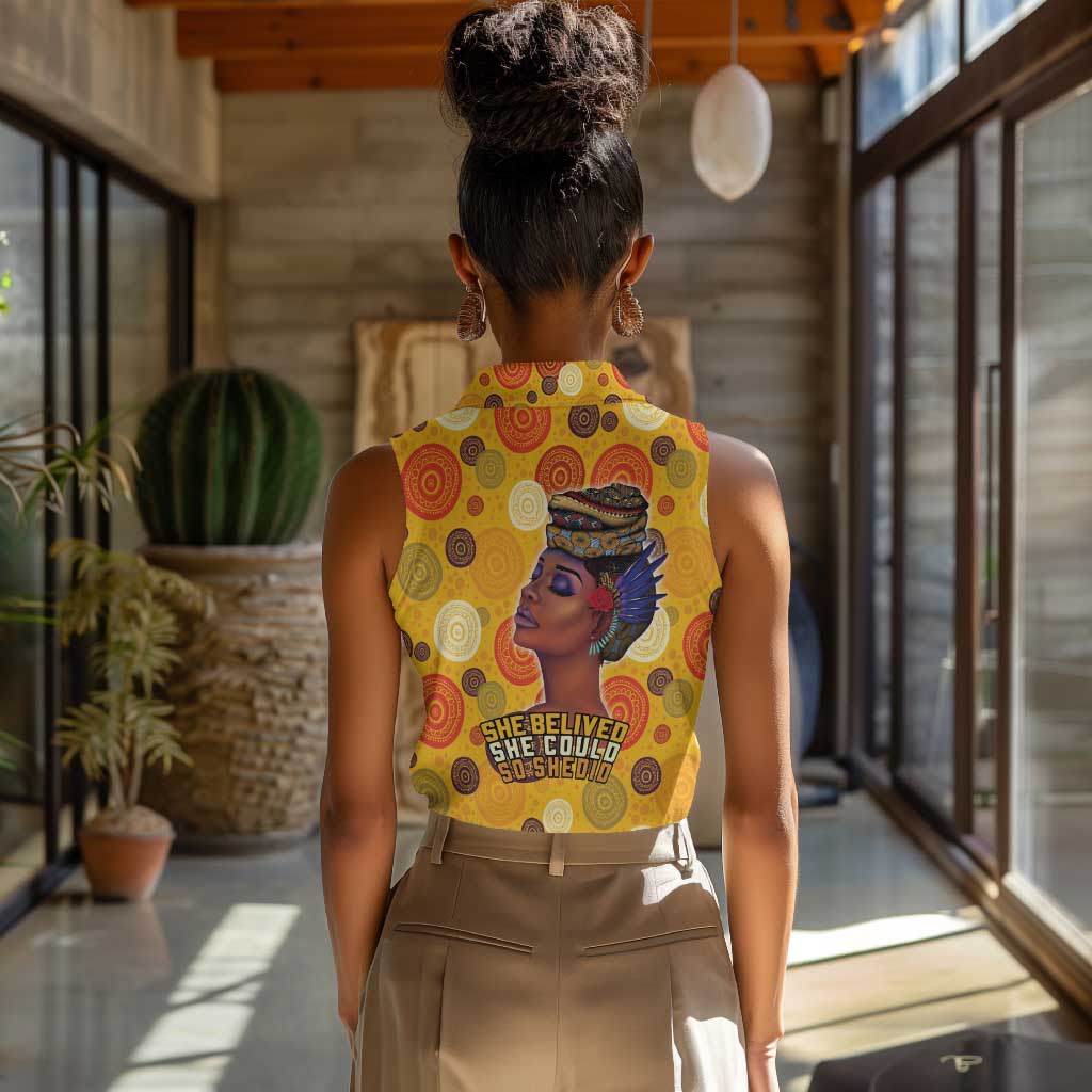 African Women Women Sleeveless Polo Shirt She Believed She Could So She Did