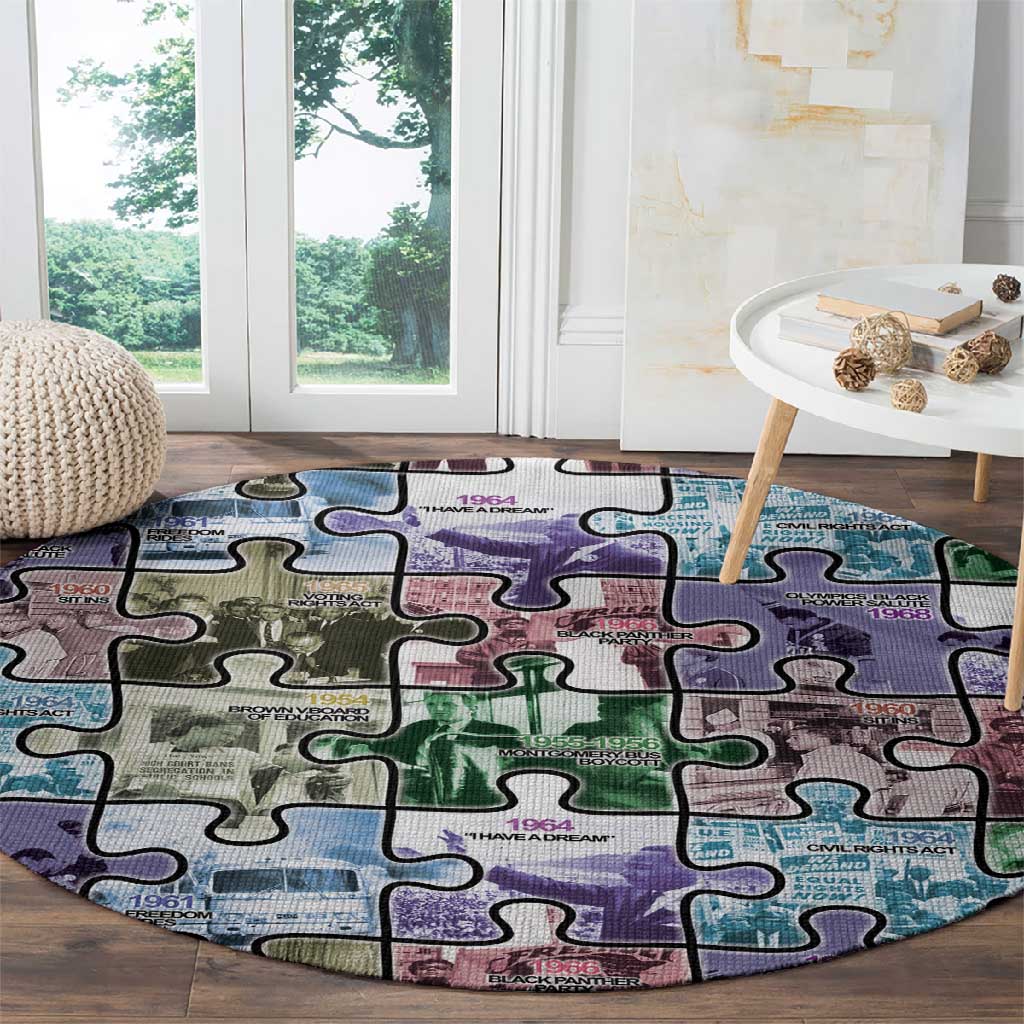 African American Round Carpet The Civil Rights Journey in Puzzle