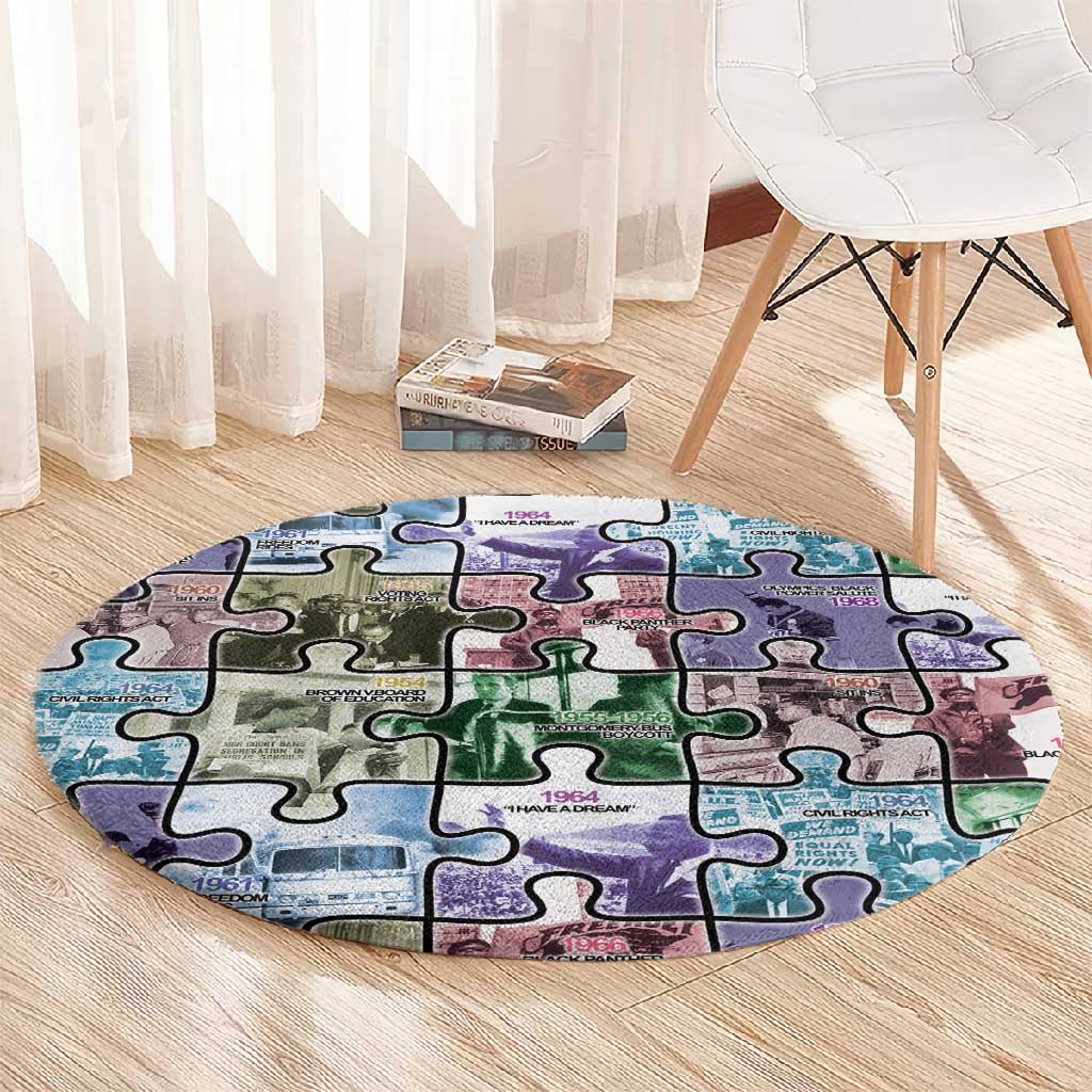 African American Round Carpet The Civil Rights Journey in Puzzle
