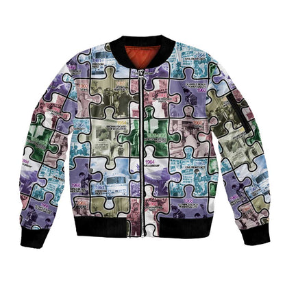 African American Sleeve Zip Bomber Jacket The Civil Rights Journey in Puzzle