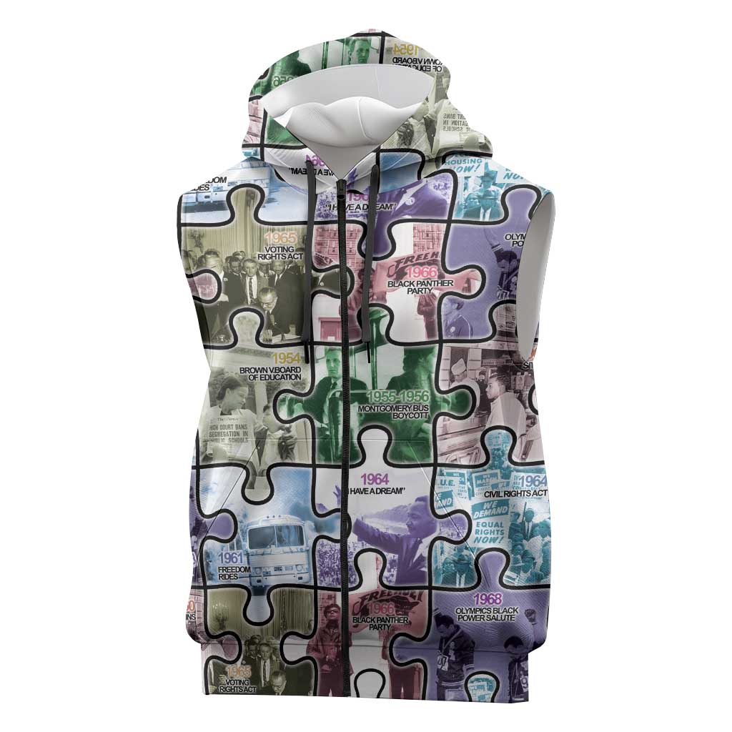 African American Sleeveless Zip Hoodie The Civil Rights Journey in Puzzle - African Pride